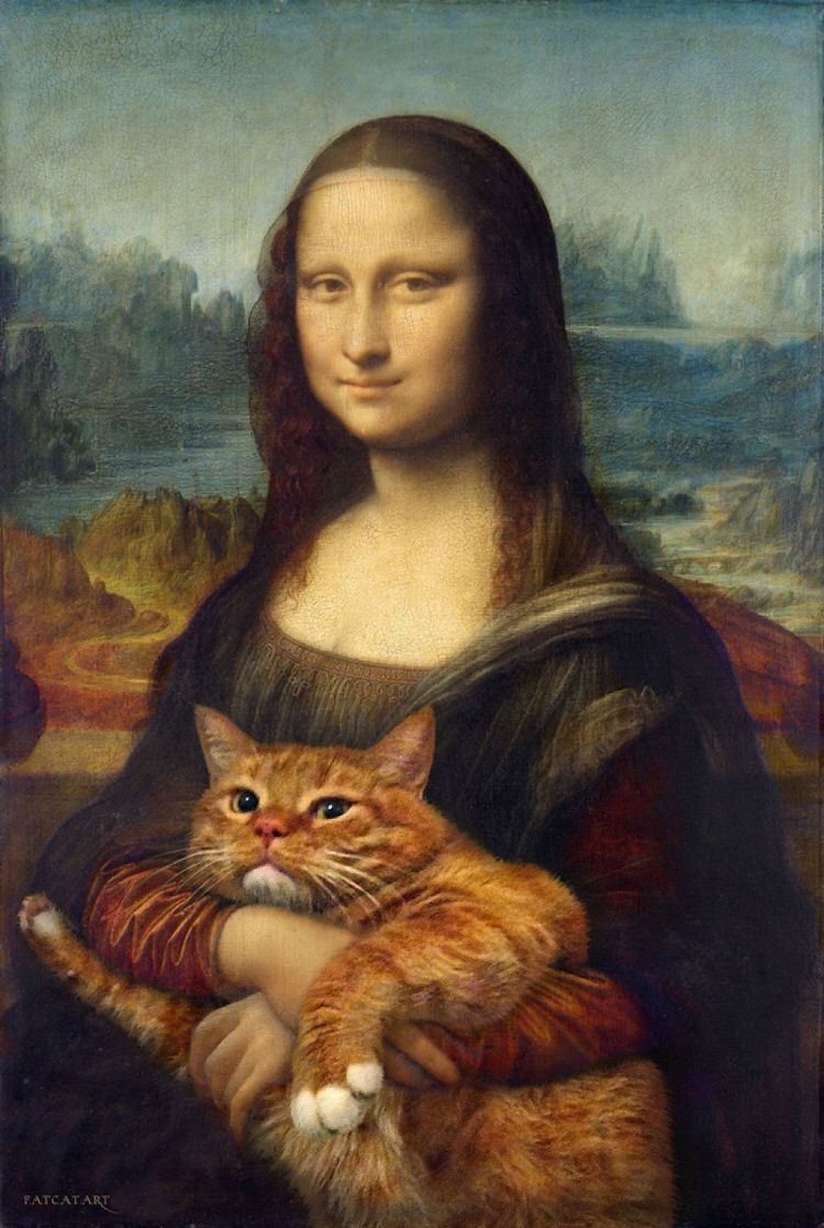 Mona Lisa z grubym rudym kotem